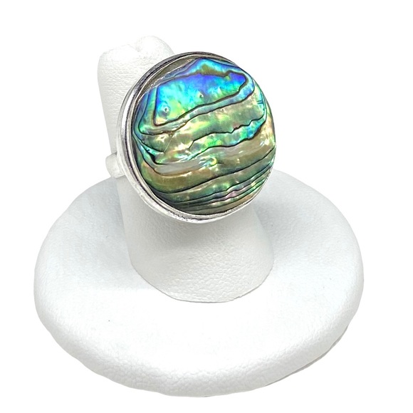 Jewelry - Genuine Abalone Shell Ring Size 6 Stamped 925 Sterling Silver
